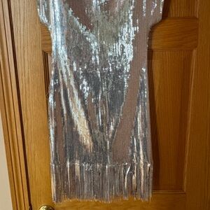 Zara Shimmering Silver Backless 👗